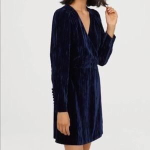 H&M Blue Velvet Dress Size 6